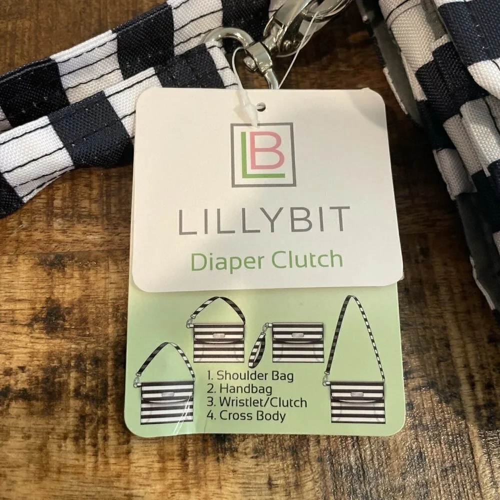 NWT Lillybit by Demdaco Diaper Clutch Bag Tote Purse Changing Pad Blue Striped